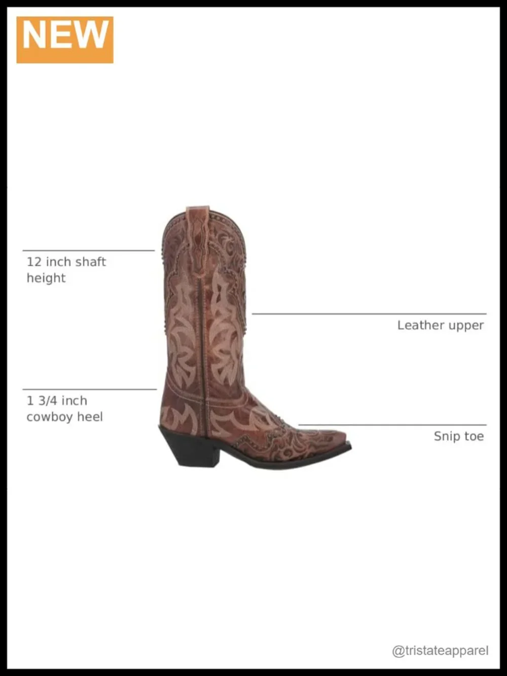 Laredo Braylynn Women's Leather Mid-Calf Snip Toe Pull-On Boots